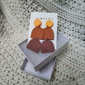 2 For 25$ Orange and Brown Geometric Earrings